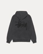 Basic STÜSSY Pigment Dyed Black Hoodie - Image 2