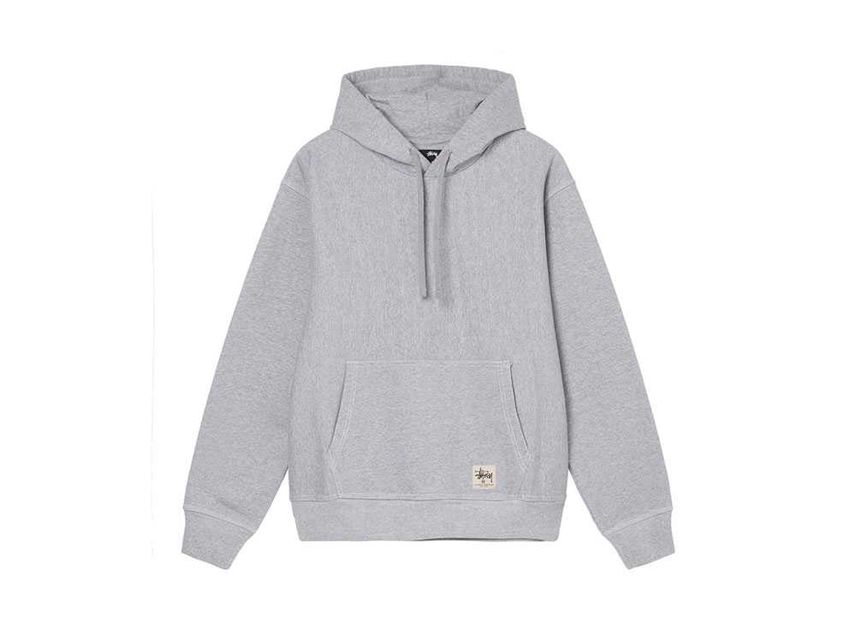 Stussy-CONTRAST-STITCH-LABEL-HOOD-Grey-Heather.jpeg Stussy CONTRAST STITCH LABEL HOOD Grey Heather - Image 1
