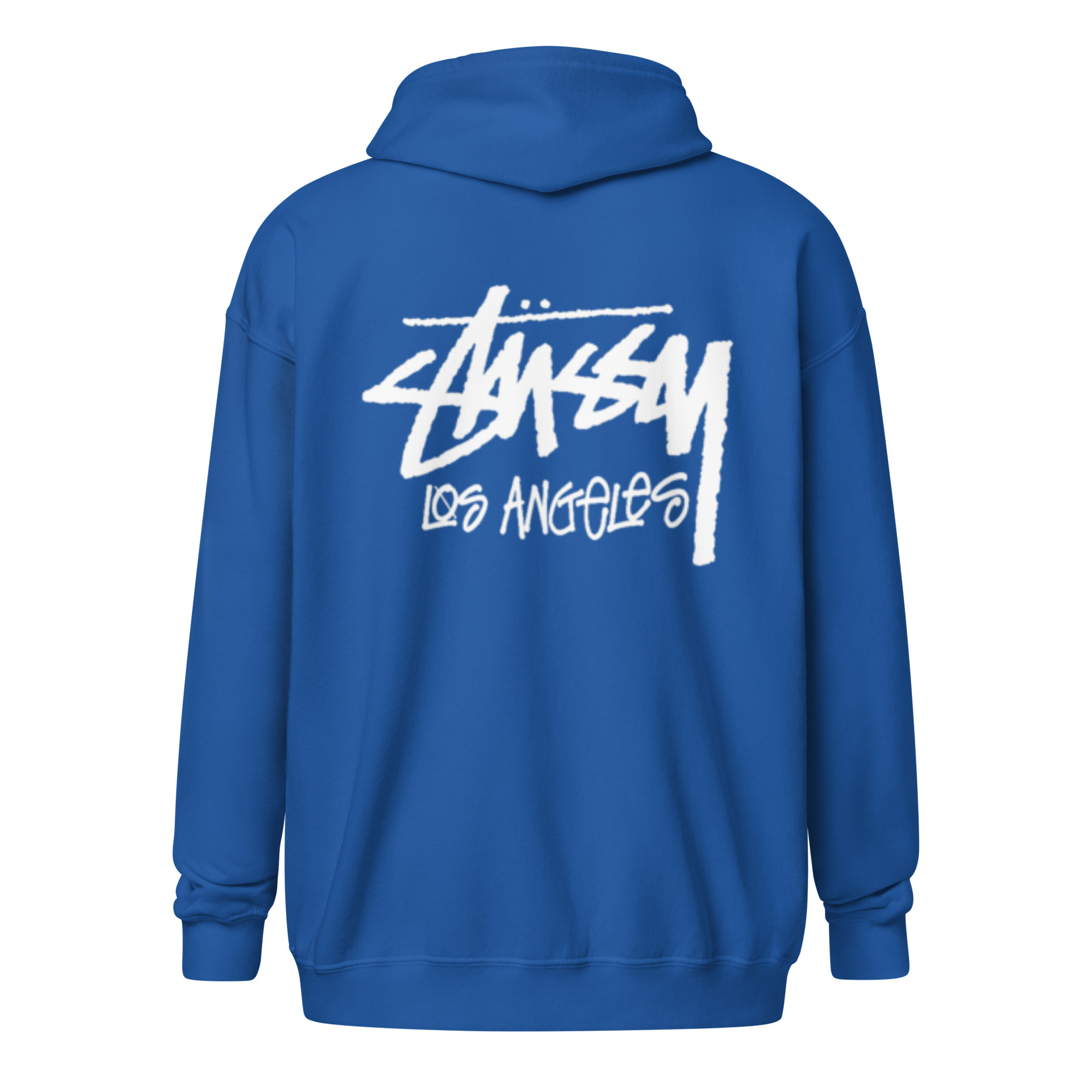 Stussy-Los-Angeles-Zip-up-Hoodie-Unisex-Blue.jpg Stussy Los Angeles Zip up Hoodie Unisex Blue - Image 1
