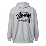 Stussy Los Angeles Zip up Hoodie Unisex Grey