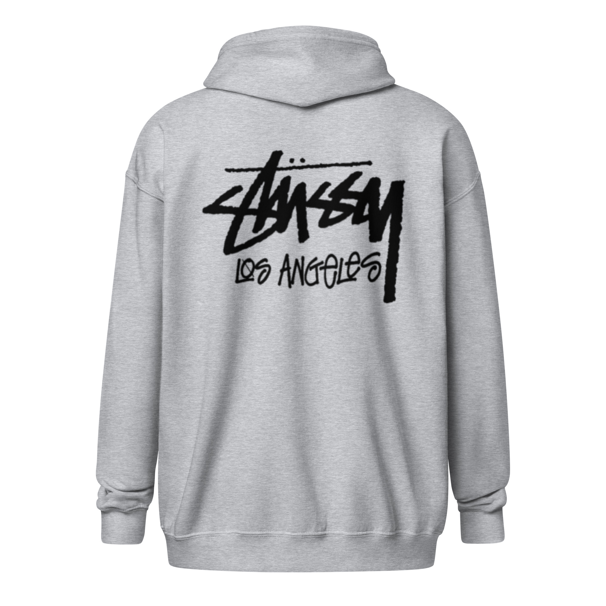 Stussy-Los-Angeles-Zip-up-Hoodie-Unisex-Grey.jpg Stussy Los Angeles Zip up Hoodie Unisex Grey - Image 1