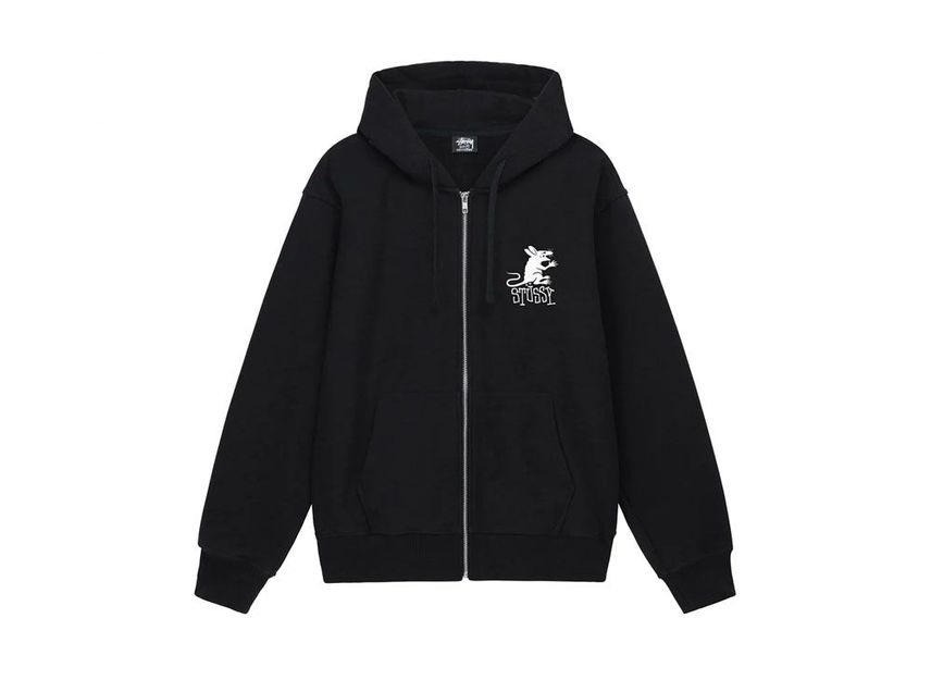Stussy-Rat-Zip-Hoodie-Black.jpg Stussy Rat Zip Hoodie Black - Image 1