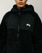 Stussy Sherpa Paneled Hooded Jacket Black - Image 3