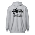 Unisex Stussy Honolulu fleece zip up hoodie Grey